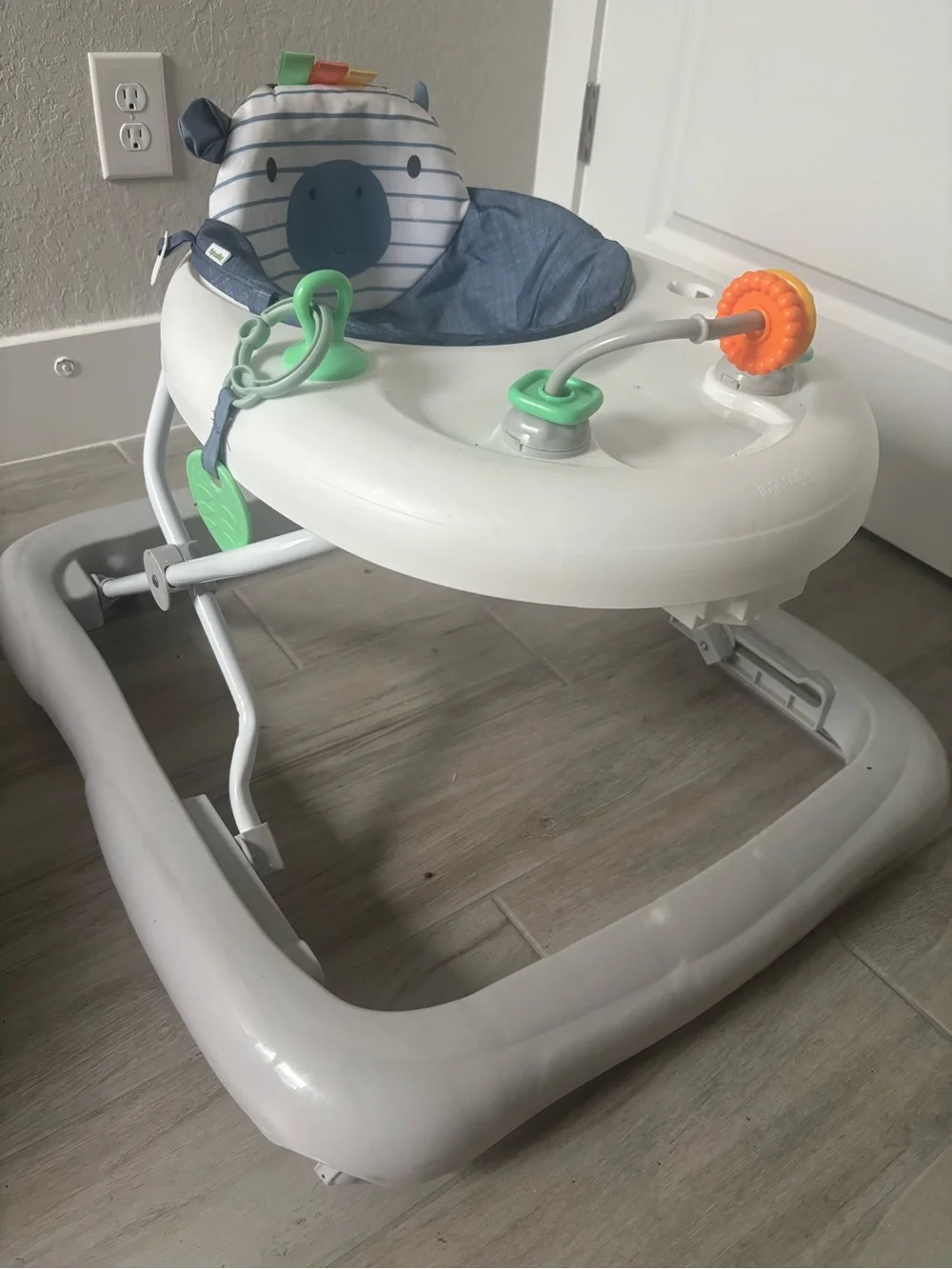 Blue & White Baby Walker with Interactive Toys